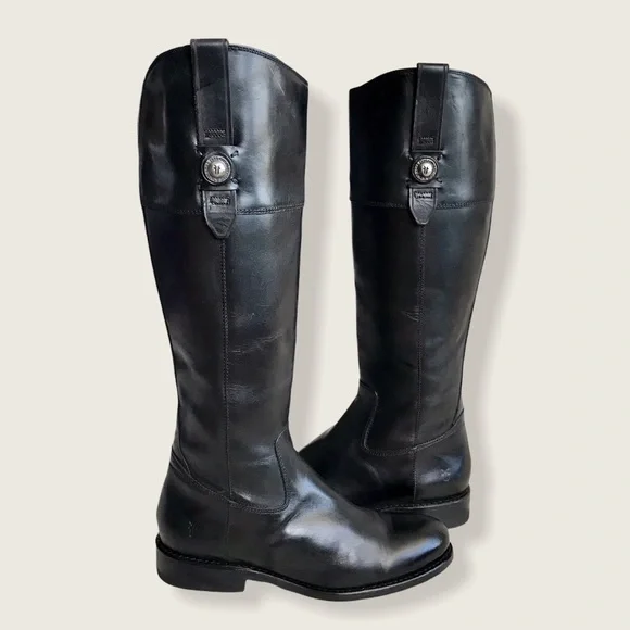 $438 Frye Jayden Button Black Tall Knee High Real Leather Vintage Riding Boot - Picture 7 of 16